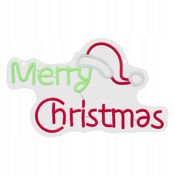Dpm Neonové Led nástěnné svítidlo Merry Christmas, napájení USB/3xAA, 40x24 cm