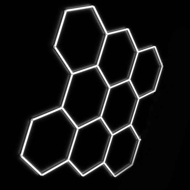 Led Hexagonová lampa 8HEX 6500K 245W garáž dílna silné bílé Led světlo
