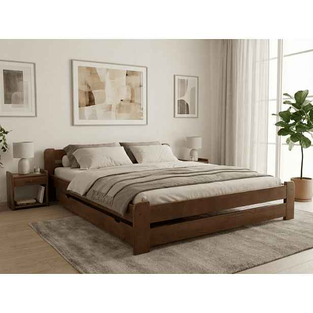 Postel Laura 180 x 200 cm, dub Rošt: S lamelovým roštem, Matrace: Matrace Deluxe 10 cm