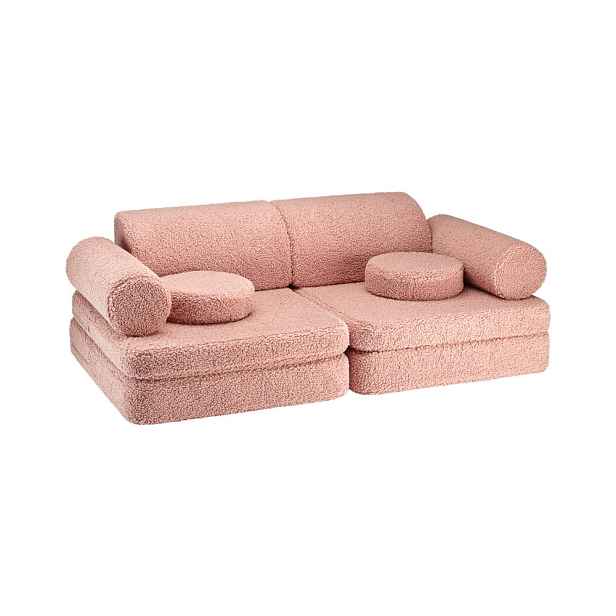 Růžová dětská pohovka z textilie bouclé 132 cm Settee – Wigiwama