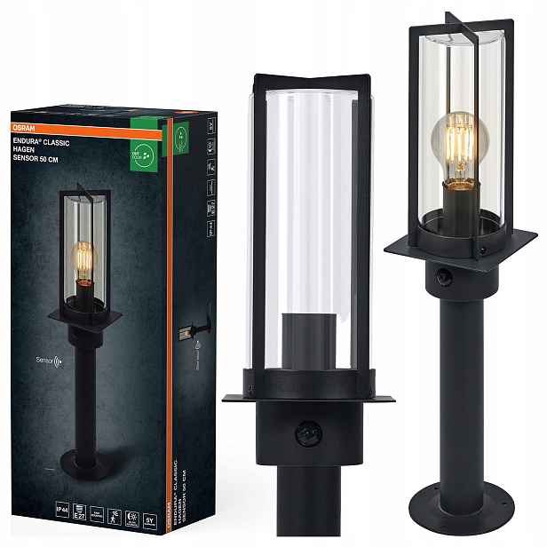 Zahradní stojací sloupková lampa E27 s pohybovým senzorem IP44 Osram