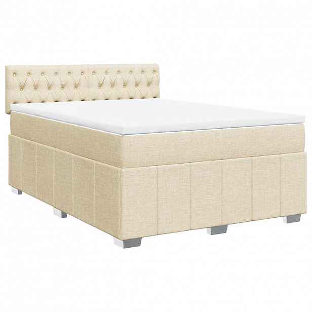 vidaXL Box spring postel s matrací krémová 140x190 cm textil