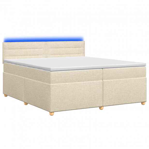 vidaXL Postel boxspring s matrací s čelo Krémová 200 x 200 cm Textil