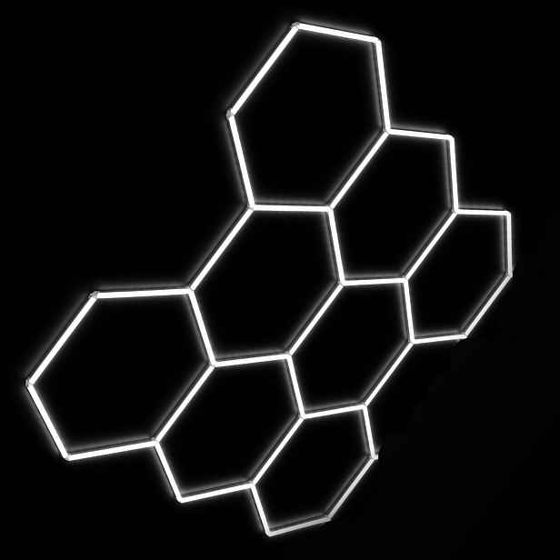 Led lampy hexagon 229x237cm 245W studio detailing barber premium moderní