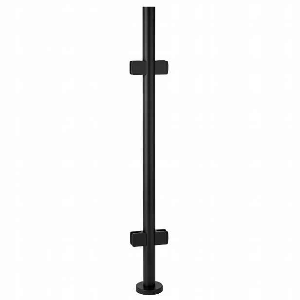 Průchozí sloupek 100 cm pro skleněné zábradlí fi 42 Černý 2 držáky Loft