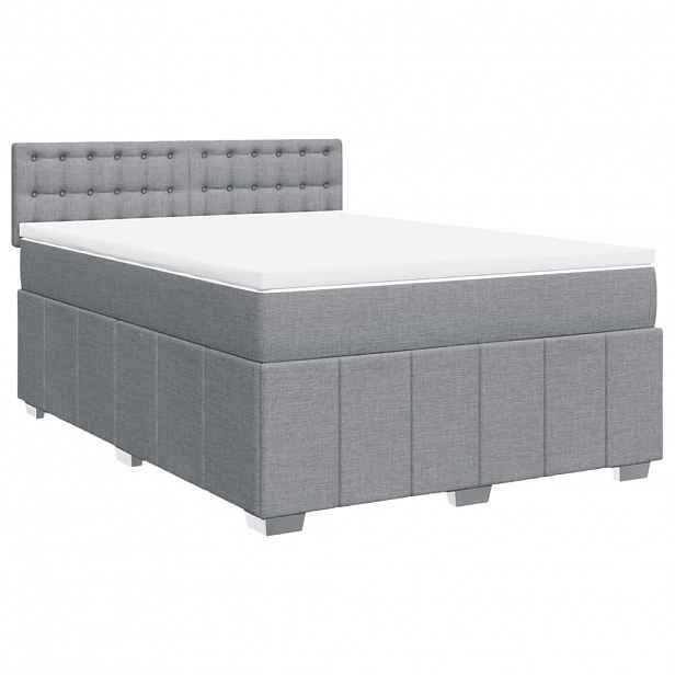 vidaXL Box spring postel s matrací světle šedá 140 x 190 cm textil