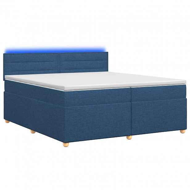 vidaXL Postel boxspring s matrací s čelo Modrá 200 x 200 cm Textil