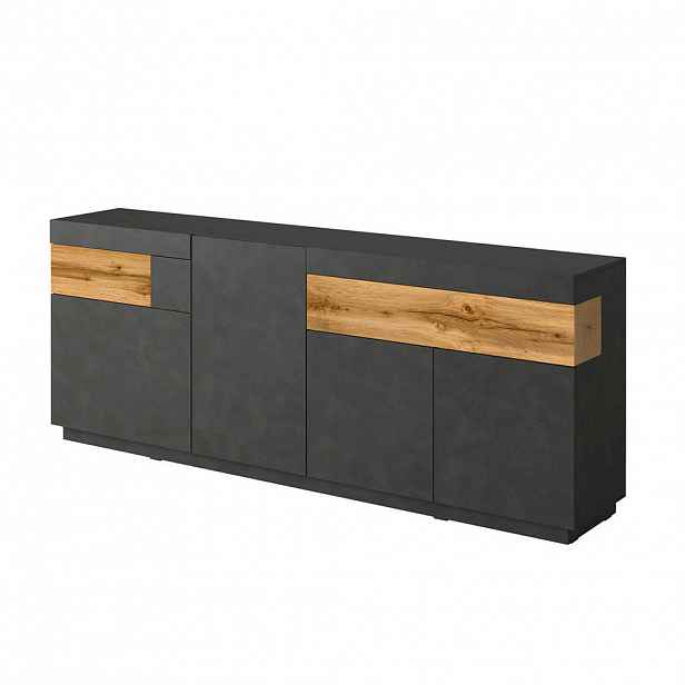 Petits-meubles SIDEBOARD Andrea Antracitově šedá a dřevo