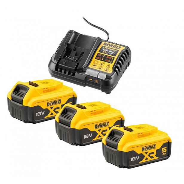 DeWALT - Sada 4A nabíječky, 3x aku 18 V XR Li-Ion 5,0 Ah DCB1104P3