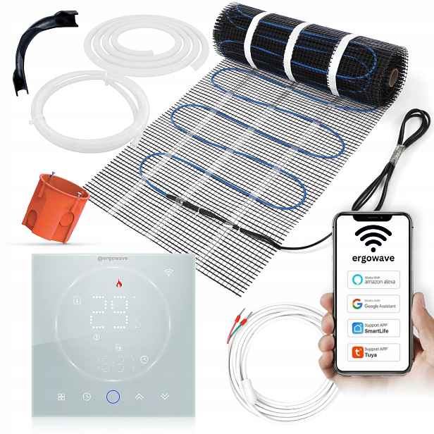 ergowave vyhřívací podložka 14 m2 termostatický ovladač Clear WiFi, topení