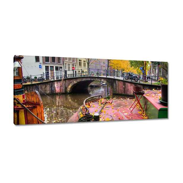 Obrazy 100x40 Růžový mostek Amsterdam