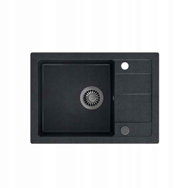 Quadron Tom 116 Granitový dřez 1-komorový 62x44 cm Sifon Záslepka Černá