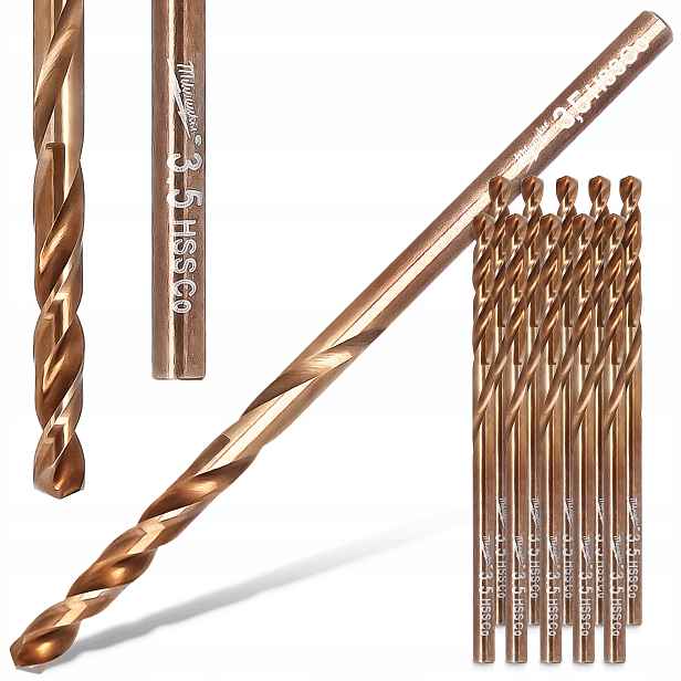10 x Vrtáky do kovu 3,5 mm Milwaukee Kobaltové Hss-g Nerezové oceli R6-P