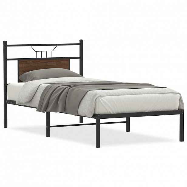 vidaXL Rám postele bez matrace hnědý dub 75 x 190 cm kompozitní dřevo