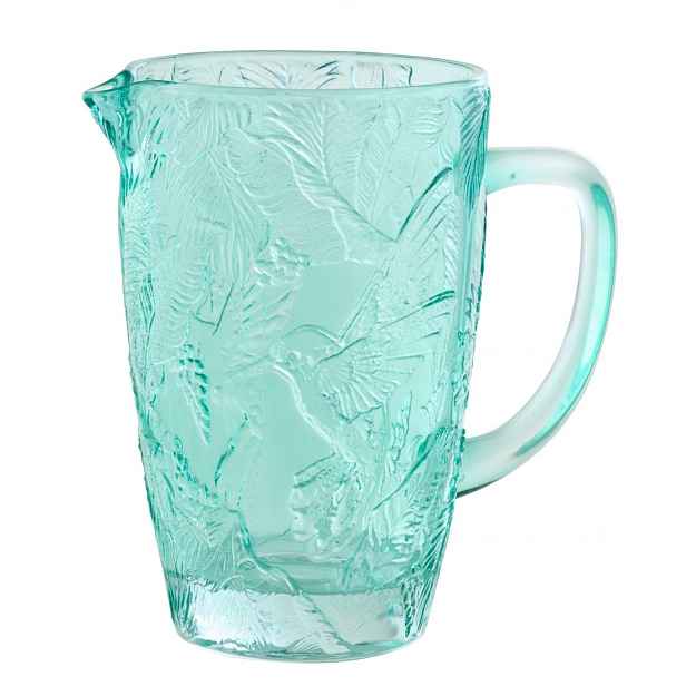 Azurový skleněný džbán kolibřík Hummin Bird - 19*12*19 cm / 1000 ml J-Line by Jolipa