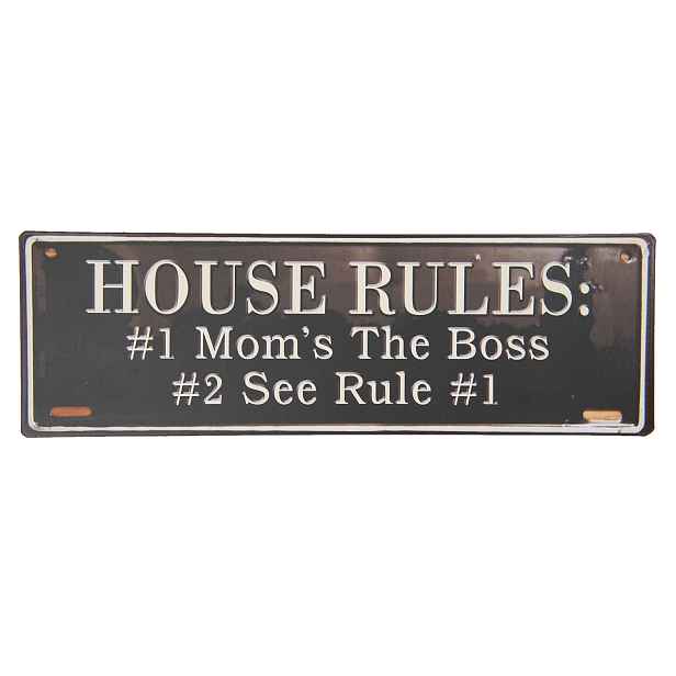 Nástěnná plechová cedule House rules - 39*13 cm Clayre & Eef