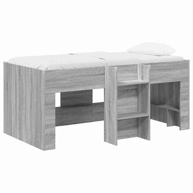 vidaXL Dětská vysoká postel Šedý Sonoma 80 x 160 cm Kompozitní dřevo