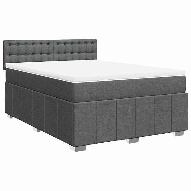 vidaXL Box spring postel s matrací tmavě šedý 140 x 190 cm textil