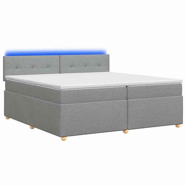 vidaXL Postel boxspring s matrací Světle šedá 200 x 200 cm Textil