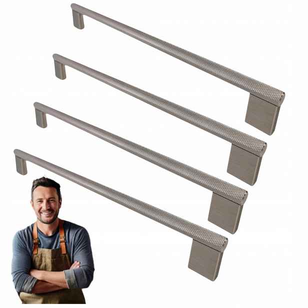 Nábytková Úchytka do skříňky Zásuvky Barro 256 mm Ocel rýhovaná 4ks