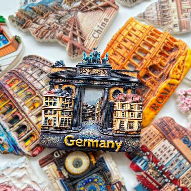 TEMU 1 ks 3D magnet na lednici Berlin Victory Arch, Německo, 3D stereoskopický kreativní prémiový magnet na lednici z pryskyřice s úlevou, kreativní