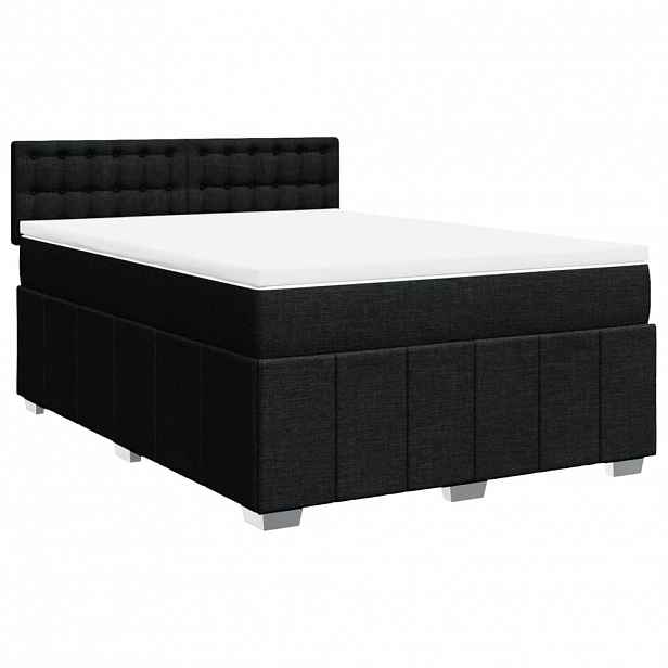 vidaXL Box spring postel s matrací černá 140 x 190 cm textil