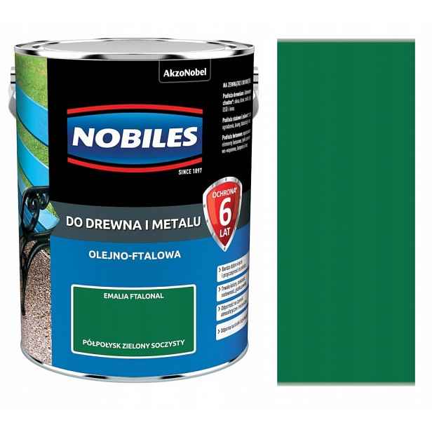 Nobiles Ftalonal Barva Na Dřevo A Kov 5L Pololesk Zelená Šťavnatá