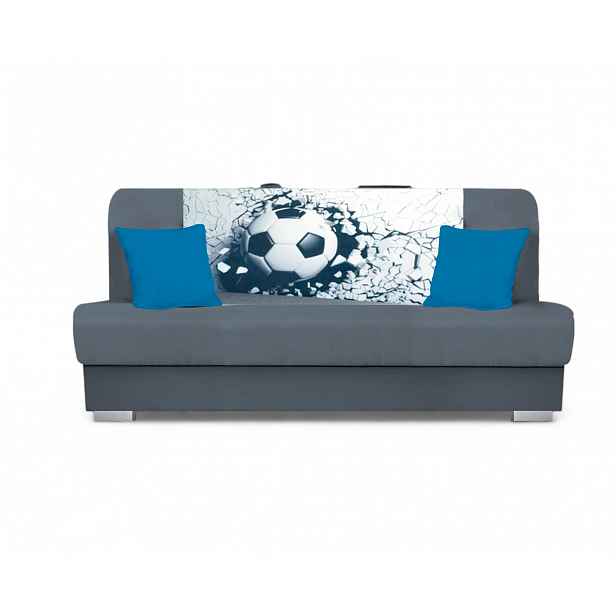 Rozkládací pohovka BIRMA - šedá / fotbal