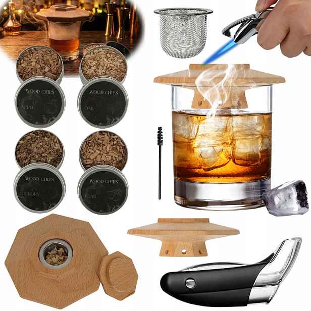 Sada Na Uzení Whisky Smoker S Barmanským Nářadím Jako Dárek