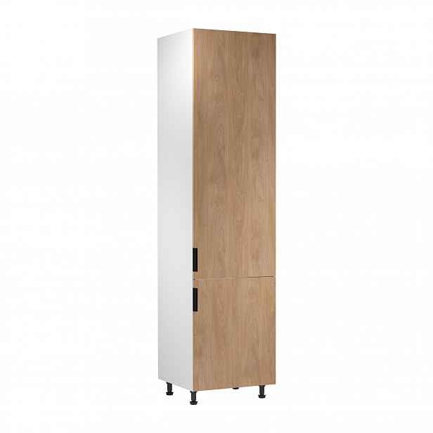 Skříň na vestavnou lednici SALERNO - šířka 60 cm, bílá / dub, pravé provedení