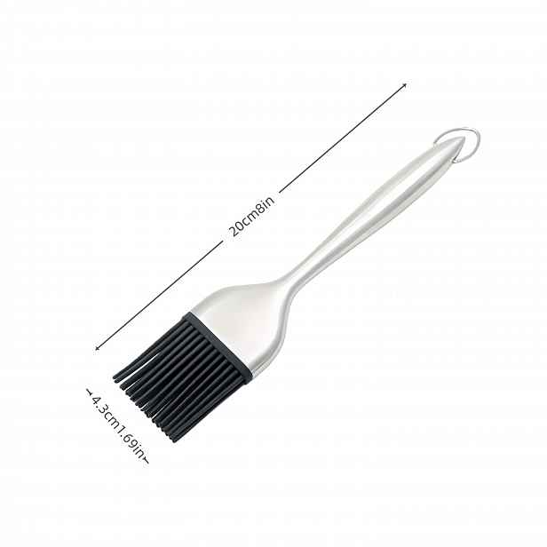 TEMU Odolný potírací štětec z nerezové oceli a silikonu s ergonomickou rukojetí - nepřilnavý, odolný vůči teplu, pro grilování, pečení, vaření, BBQ,