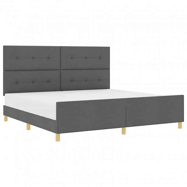 vidaXL Rám postele s čelo Tmavě šedá 200 x 200 cm textil