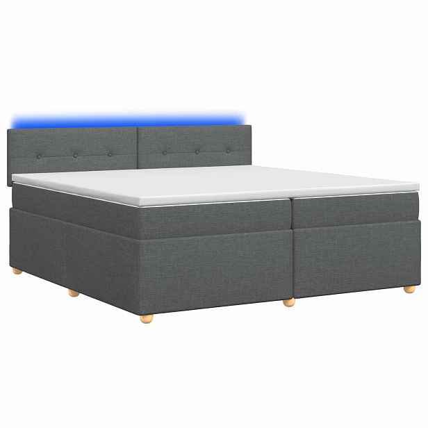 vidaXL Postel boxspring s matrací Tmavě šedá 200 x 200 cm Textil