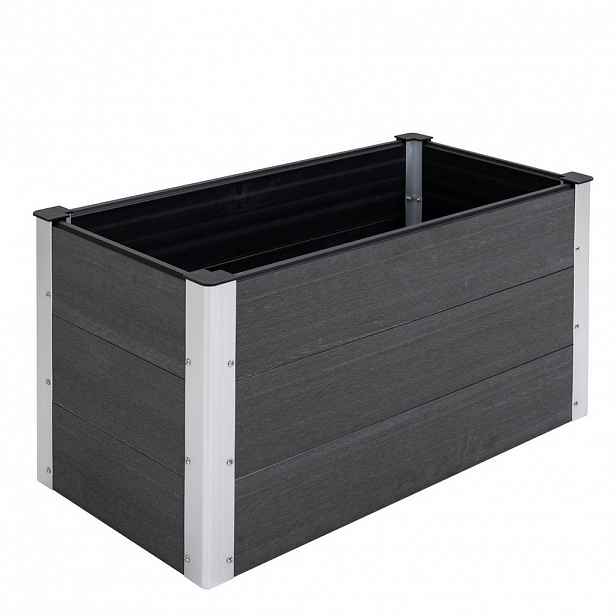 Modfu VYVÝŠENÝ záhon z WPC a hliníku 100x50x55,5 cm šedý bez dna pro snadnou údržbu