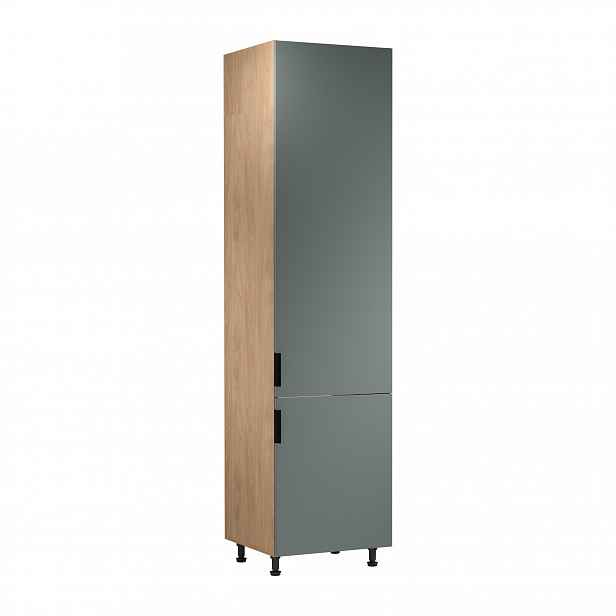 Skříň na vestavnou lednici SALERNO - šířka 60 cm, dub / zelená, pravé provedení