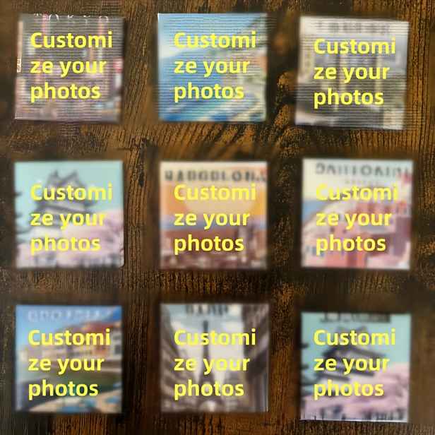 TEMU 9 ks/1 balení Magnety na lednici s vlastním /textem/vzorem/fotografií 5x5 cm - Stylové akrylové magnety na lednici, do auta a garáže -