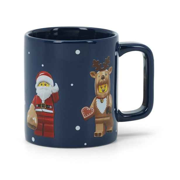 Tmavě modrý keramický dětský hrnek 300 ml Christmas Minifigures – LEGO®