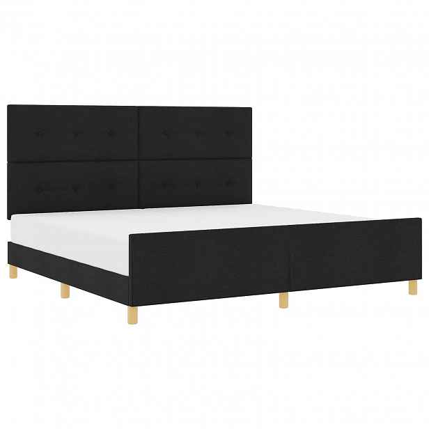 vidaXL Rám postele s čelo Černá 200 x 200 cm textil