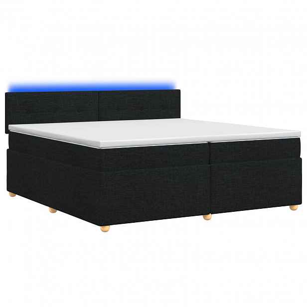 vidaXL Postel boxspring s matrací s čelo Černá 200 x 200 cm Textil