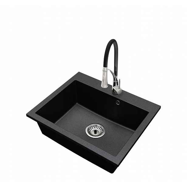 Kuchyňský granitový dřez Jednokomorový Elite 60 Baterie Sifon Chrom