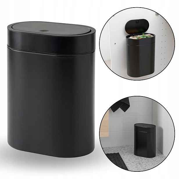Brogrund Černý koš s víkem na tlačítko 4 l Ikea