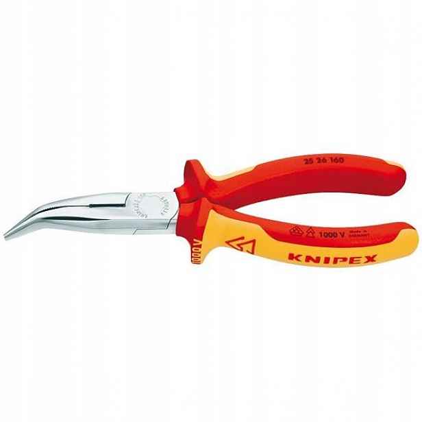 Knipex kleště půlkulaté 160mm, Vde 1000V, zahnuté 2526160