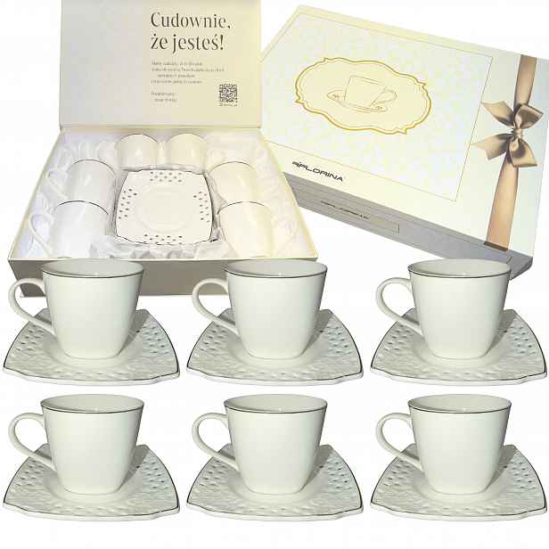 Porcelánové šálky Florina 220 ml 6 Ks šálek s prolamovaným podšálkem