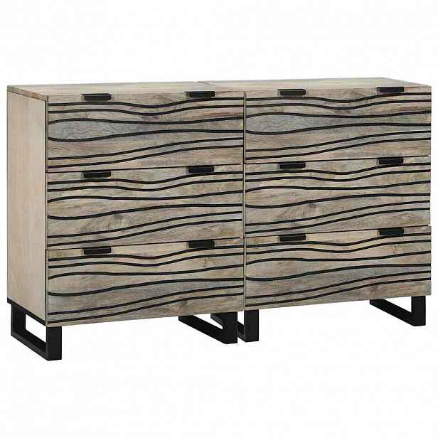 vidaXL Sestava komody 2 ks Bílá 120 x 33 x 75 cm Masivní mangové dřevo
