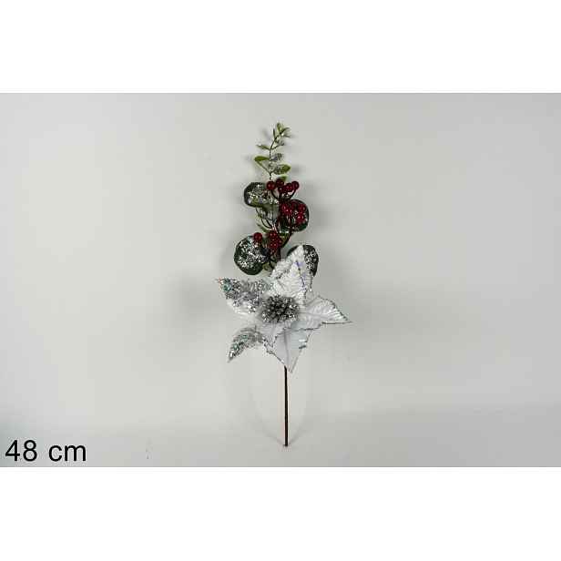 PROHOME - Větvička vánoční 48cm hvězda stříbrná
