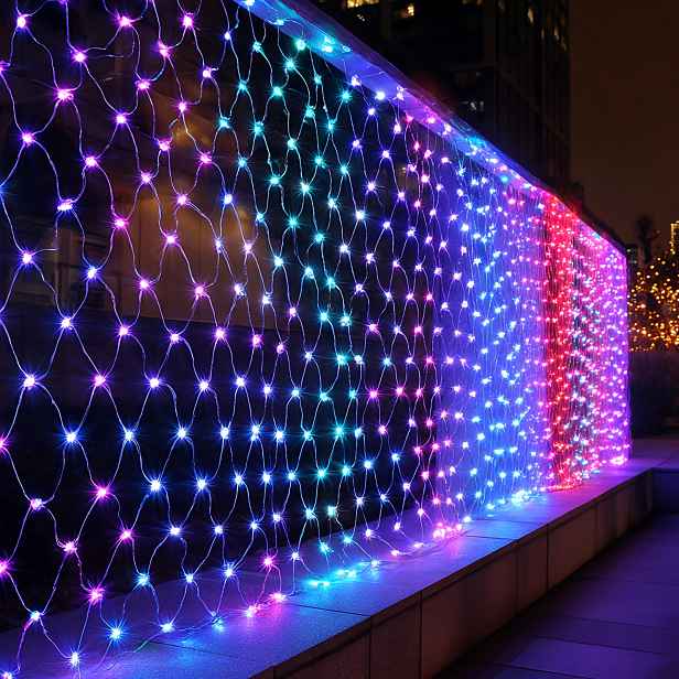 TEMU 204LED Barevná síťová světla venkovní síťová světla 9,8ft x 6,84ft pro zahradu, trávník, keře, párty, svatbu, vánoční dekoraci, 8 režimů a