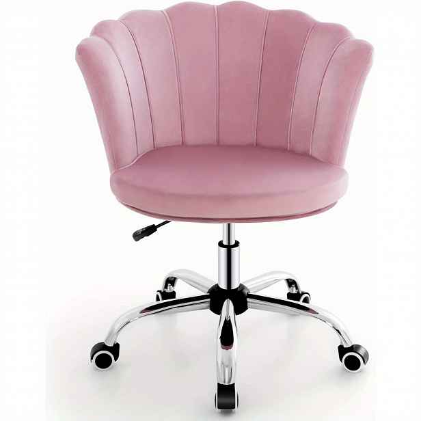 TEMU Nastavitelná kosmetická židle, polstrovaná sametová židle s univerzálními kolečky, skořepinovým opěradlem a ergonomickým designem