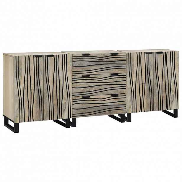 vidaXL Sestava komody 3 ks Bílá 180 x 33 x 75 cm Masivní mangové dřevo