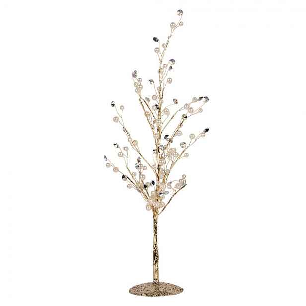 Zlatý vánoční stromeček s perličkami a třpytkami - 9*9*46 cm Clayre & Eef