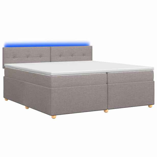 vidaXL Postel boxspring s matrací s čelo Taupe 200 x 200 cm Textil
